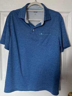 IZOD Saltwater Men's Blue Performance Pocket Polo Shirt Size Large